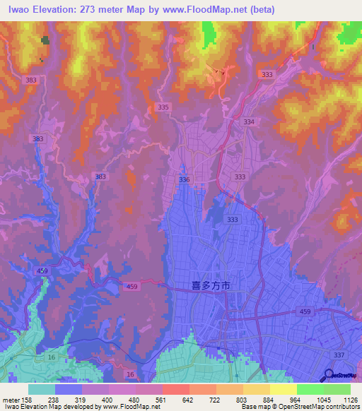 Iwao,Japan Elevation Map