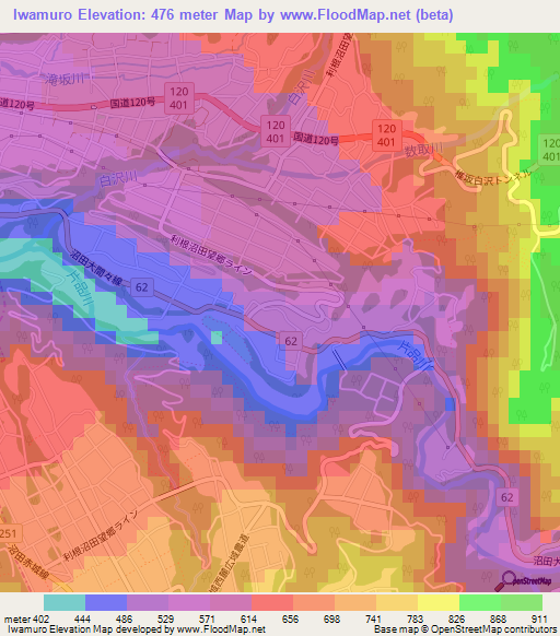 Iwamuro,Japan Elevation Map
