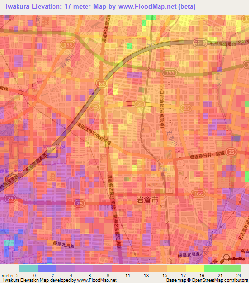 Iwakura,Japan Elevation Map