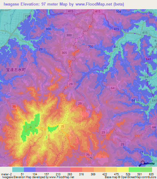 Iwagase,Japan Elevation Map