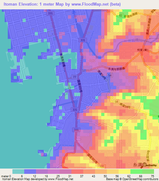 Itoman,Japan Elevation Map