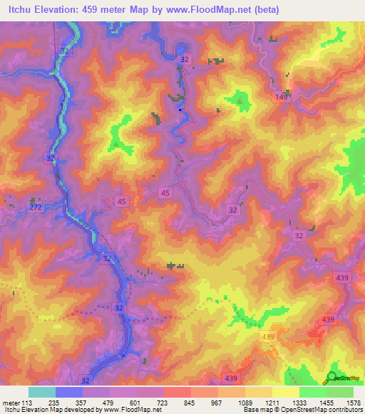 Itchu,Japan Elevation Map