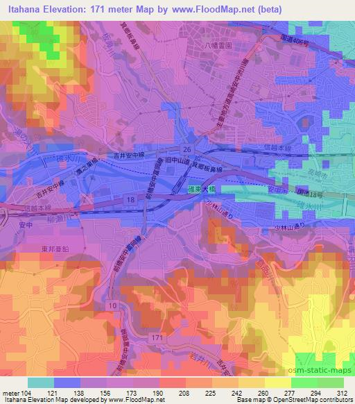 Itahana,Japan Elevation Map