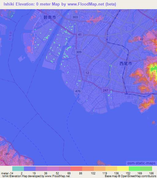 Ishiki,Japan Elevation Map