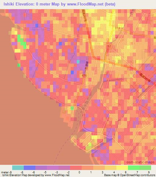 Ishiki,Japan Elevation Map
