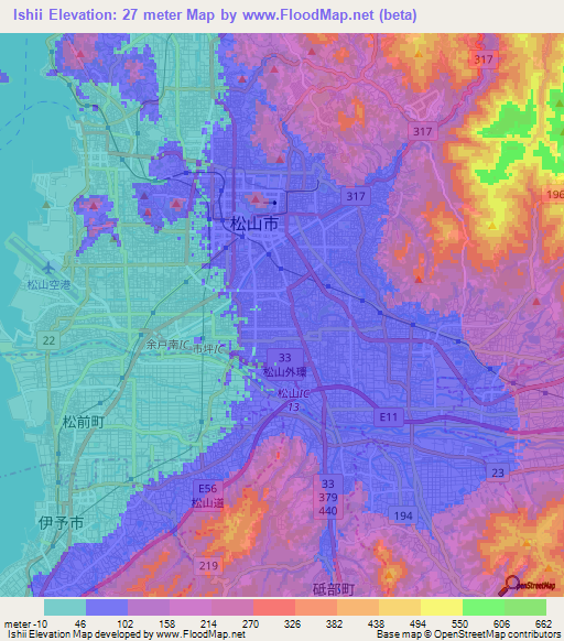 Ishii,Japan Elevation Map