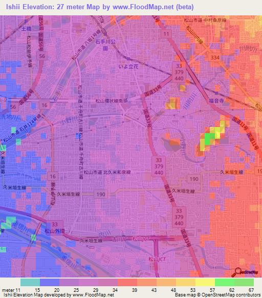 Ishii,Japan Elevation Map