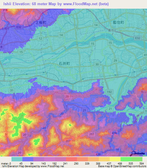 Ishii,Japan Elevation Map