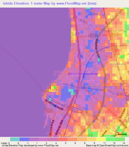 Ishida,Japan Elevation Map