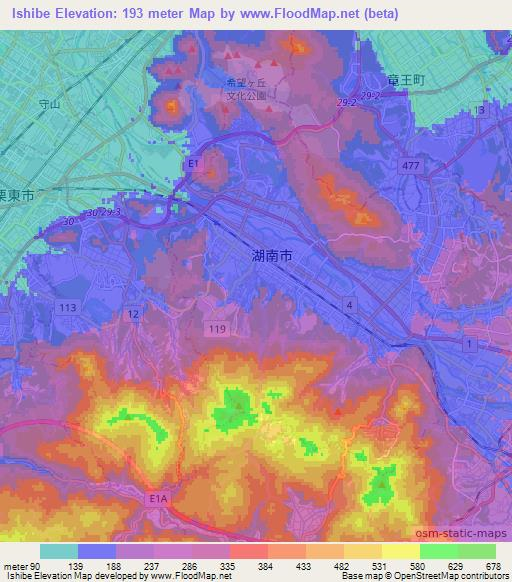 Ishibe,Japan Elevation Map