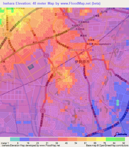 Isehara,Japan Elevation Map