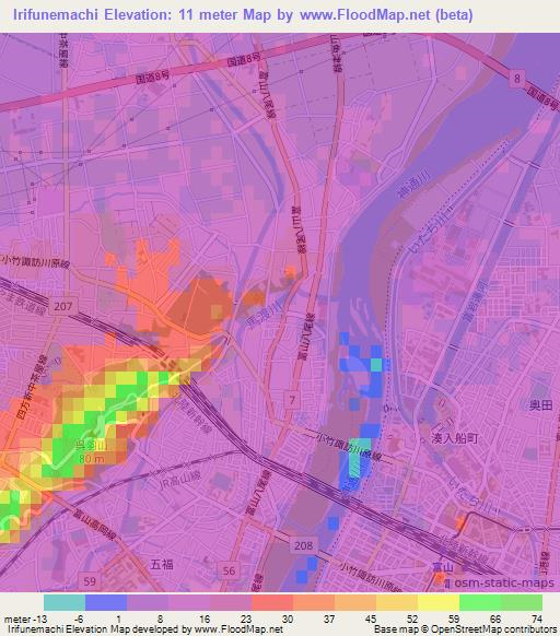 Irifunemachi,Japan Elevation Map