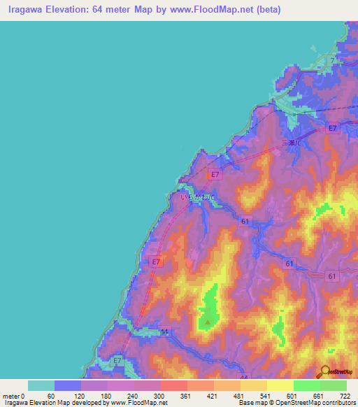 Iragawa,Japan Elevation Map