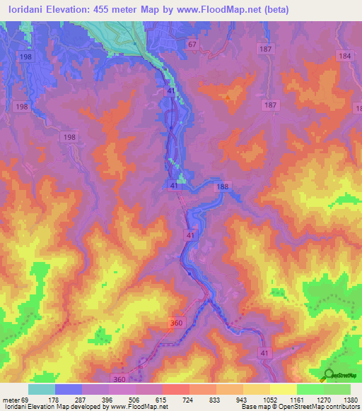 Ioridani,Japan Elevation Map
