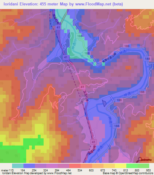 Ioridani,Japan Elevation Map