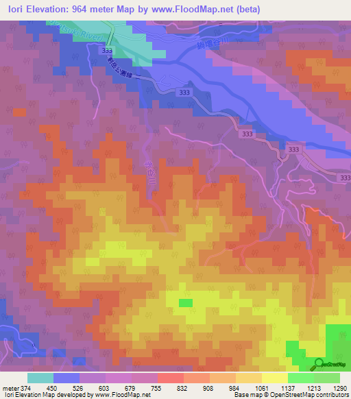 Iori,Japan Elevation Map