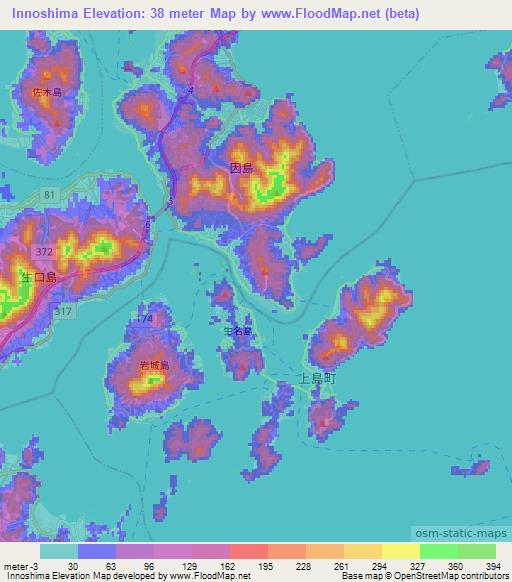 Innoshima,Japan Elevation Map