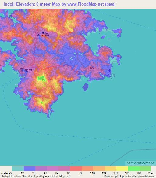 Indoji,Japan Elevation Map