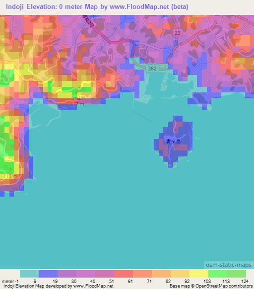 Indoji,Japan Elevation Map