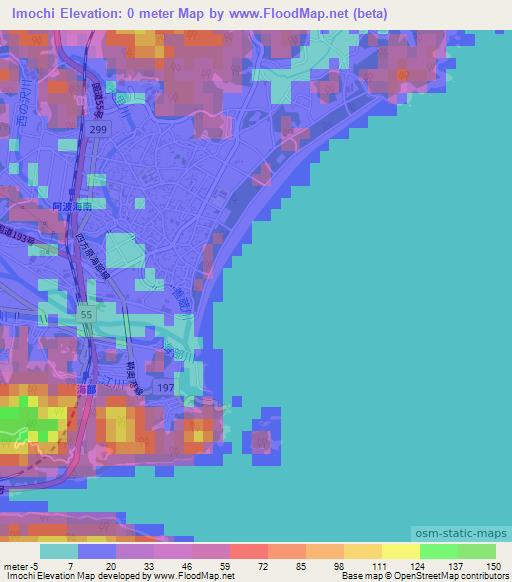 Imochi,Japan Elevation Map