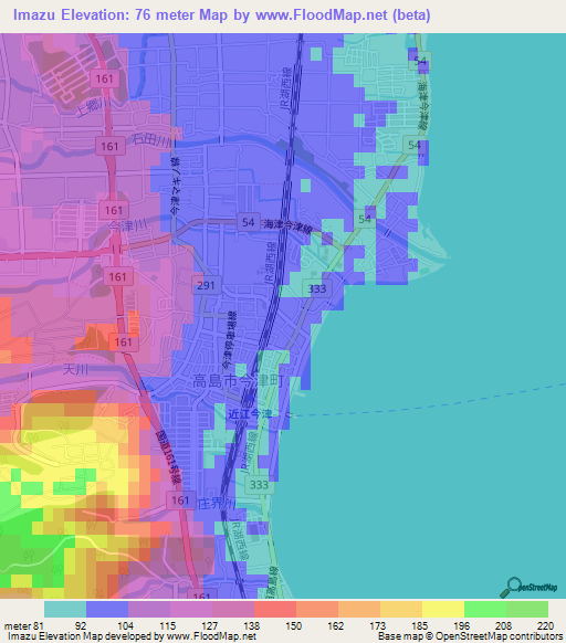 Imazu,Japan Elevation Map