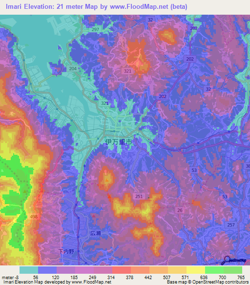 Imari,Japan Elevation Map