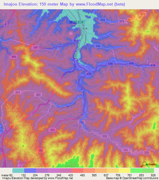 Imajou,Japan Elevation Map