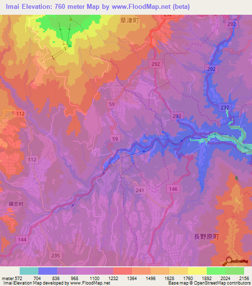 Imai,Japan Elevation Map