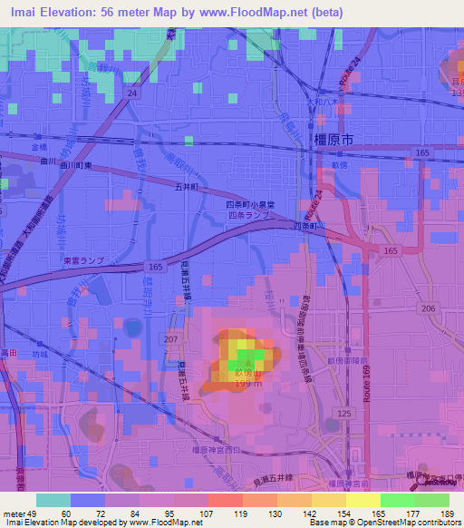Imai,Japan Elevation Map