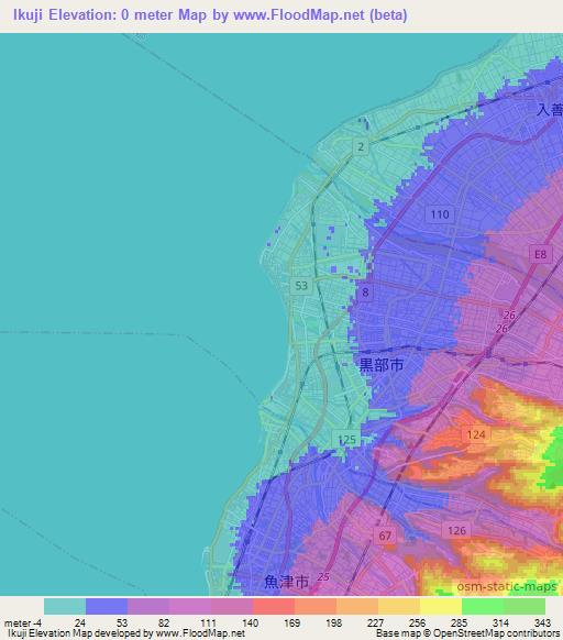 Ikuji,Japan Elevation Map