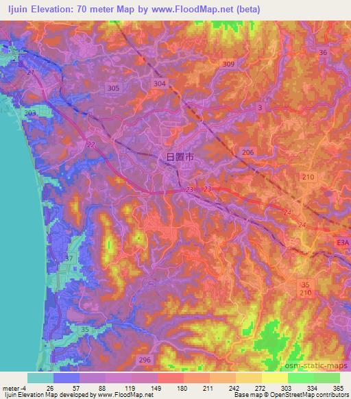 Ijuin,Japan Elevation Map