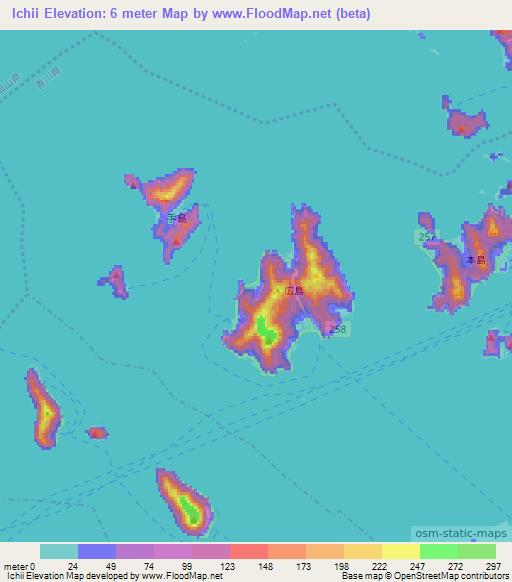 Ichii,Japan Elevation Map