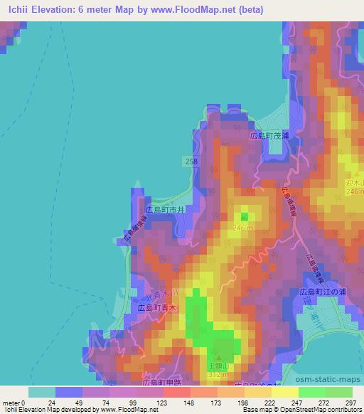 Ichii,Japan Elevation Map