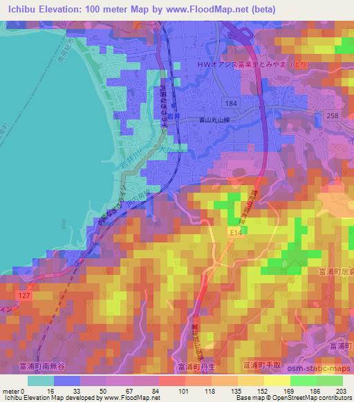 Ichibu,Japan Elevation Map
