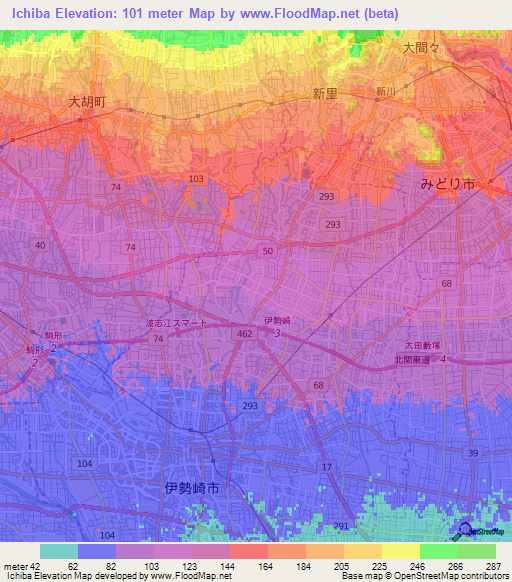 Ichiba,Japan Elevation Map