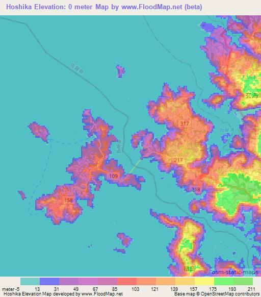 Hoshika,Japan Elevation Map