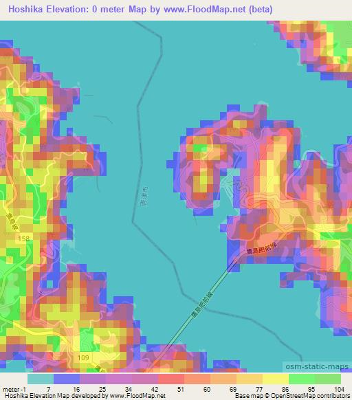Hoshika,Japan Elevation Map