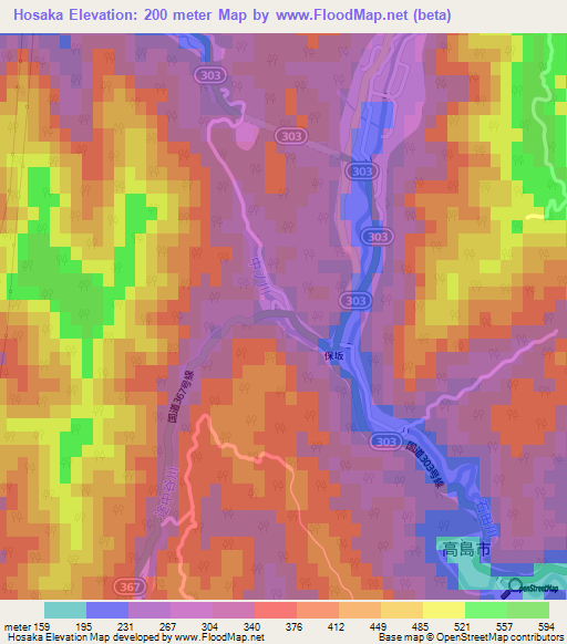 Hosaka,Japan Elevation Map