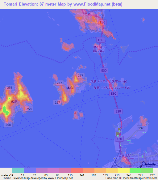 Tomari,Japan Elevation Map