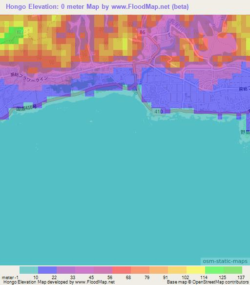 Hongo,Japan Elevation Map