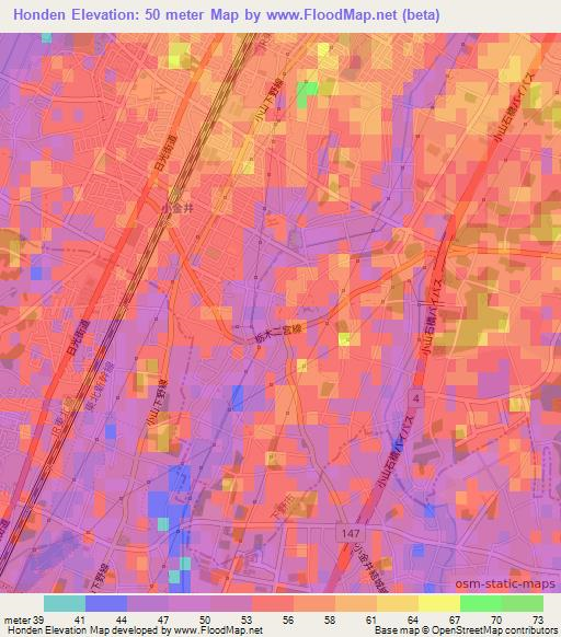 Honden,Japan Elevation Map