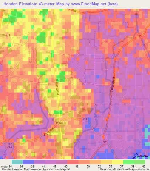 Honden,Japan Elevation Map