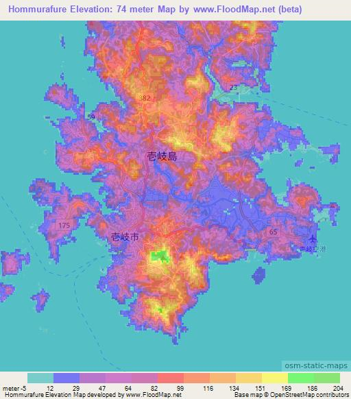 Hommurafure,Japan Elevation Map