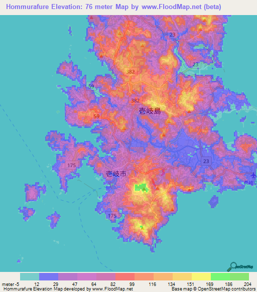 Hommurafure,Japan Elevation Map