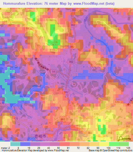 Hommurafure,Japan Elevation Map