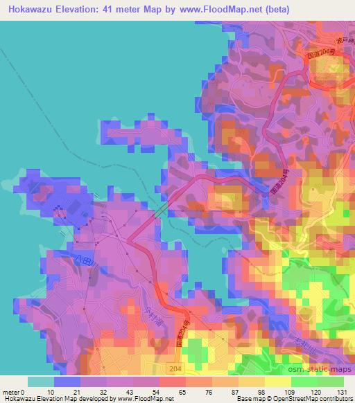 Hokawazu,Japan Elevation Map