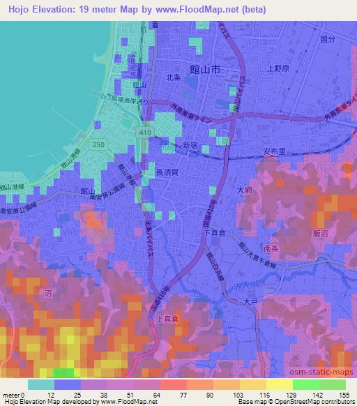 Hojo,Japan Elevation Map