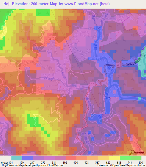 Hoji,Japan Elevation Map