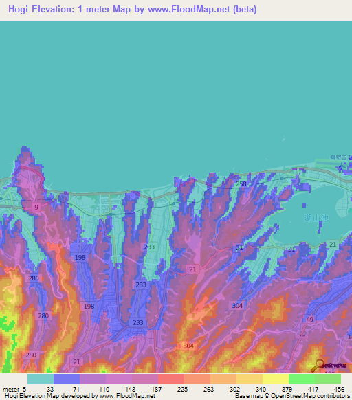 Hogi,Japan Elevation Map
