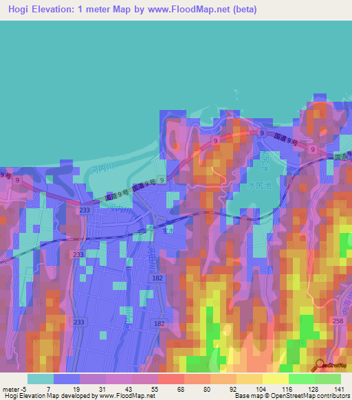 Hogi,Japan Elevation Map